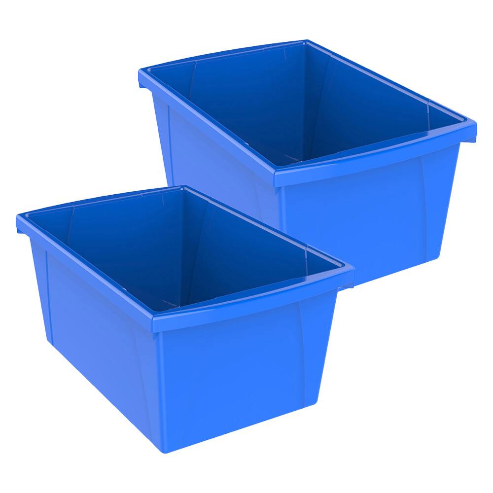 Front. Storex - Storex Medium Classroom Storage Bin, Blue, Pack of 2.