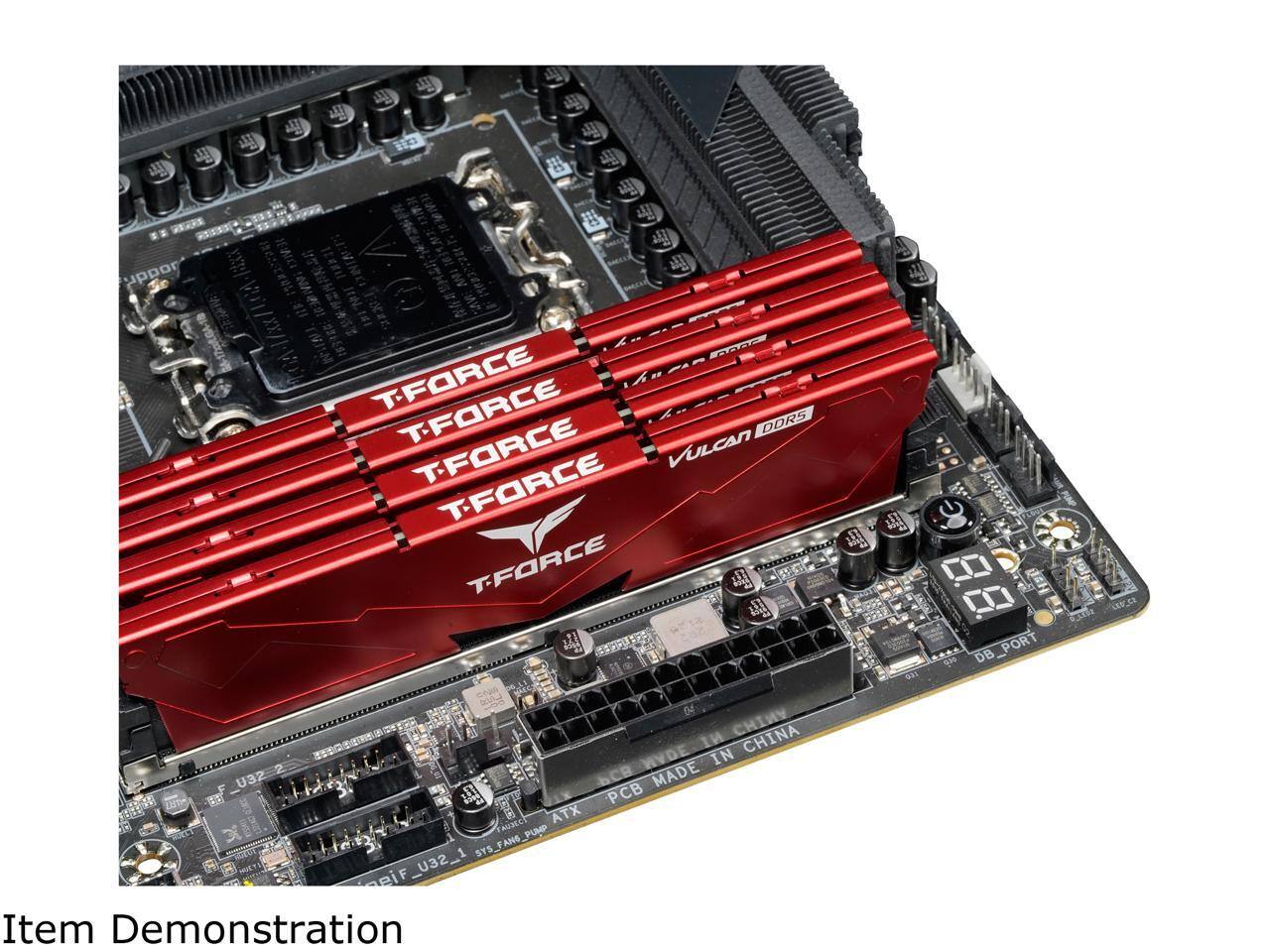 Sure, here is the corrected and grouped text:

**Top Left:**
- T-FORCE
- T-FORCE
- T-FORCE
- T-FORCE
- VULCAN D5RS

**Bottom Left:**
- Item Demonstration

**Bottom Center:**
- DB_PORT
- PCB MADE IN CHINA
- SYS_FAN1_PUMP
- SYS_FAN2_PUMP

**Bottom Right:**
- DB_PORT

**Additional Text:**
- V1.0
- 2020/03/20
- 2020/03/20
- 2020/03/20
- 2020/03/20