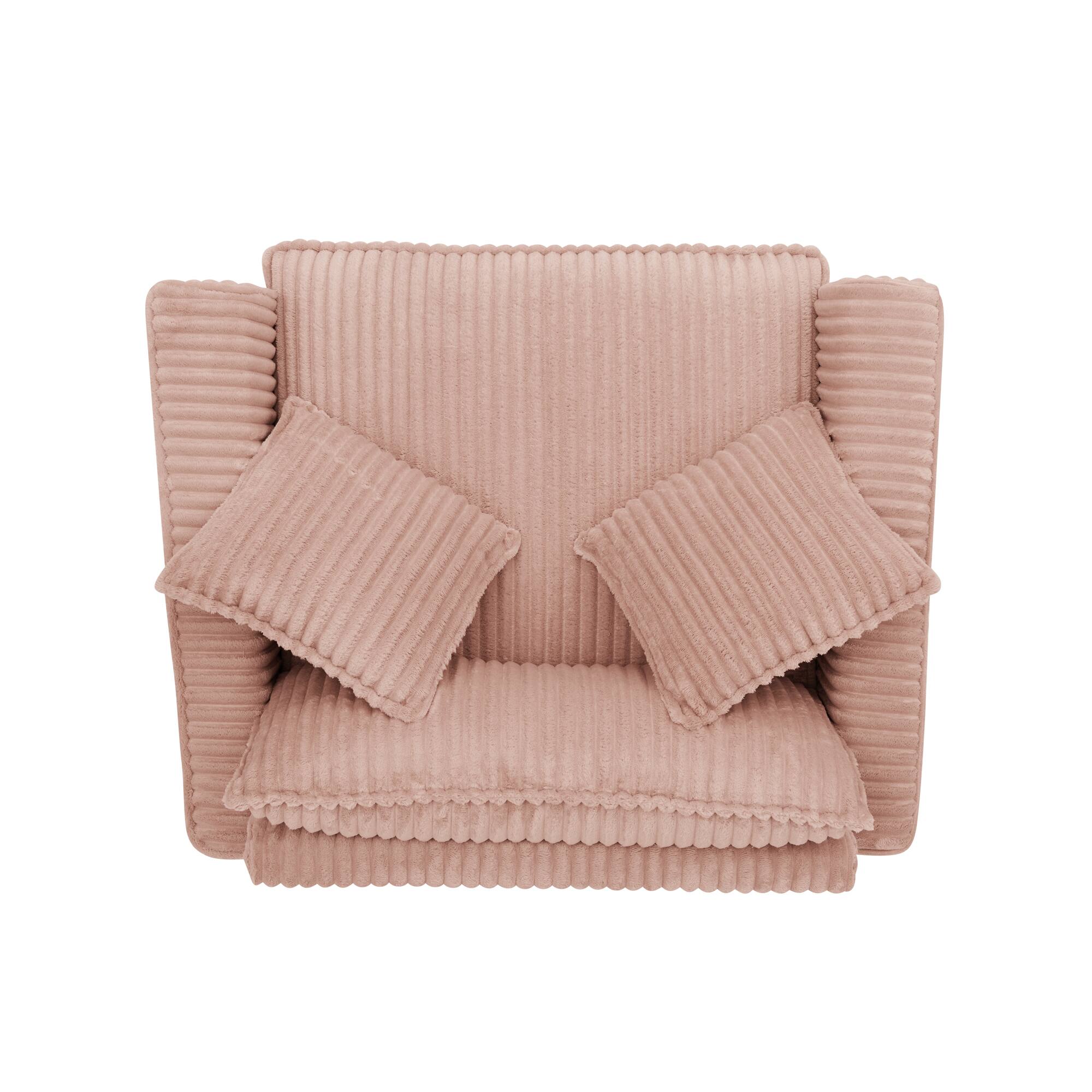 Alt View 4. Trinkets Crazed - Wide Accent Armchair with Pillows,Corduroy Oversized Single Sofa, Chair and a Half with Wide Armrest for Living Room - Pink.