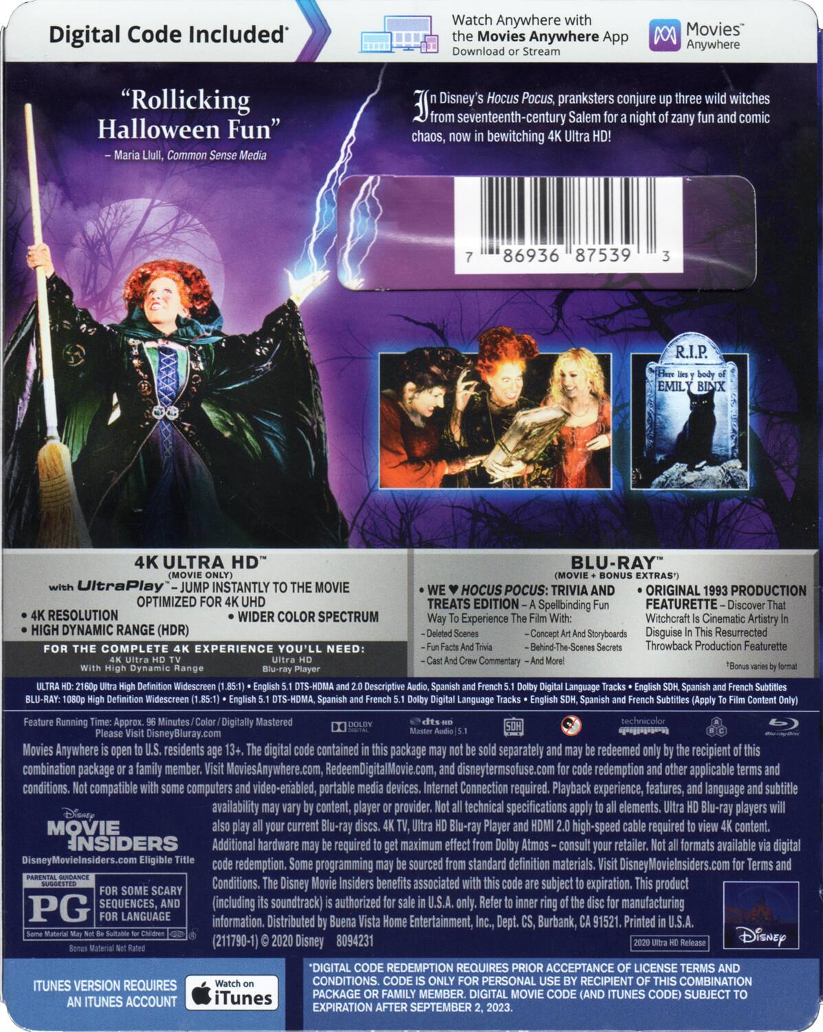 Alt View 1. Hocus Pocus   - 4K Blu-Ray.