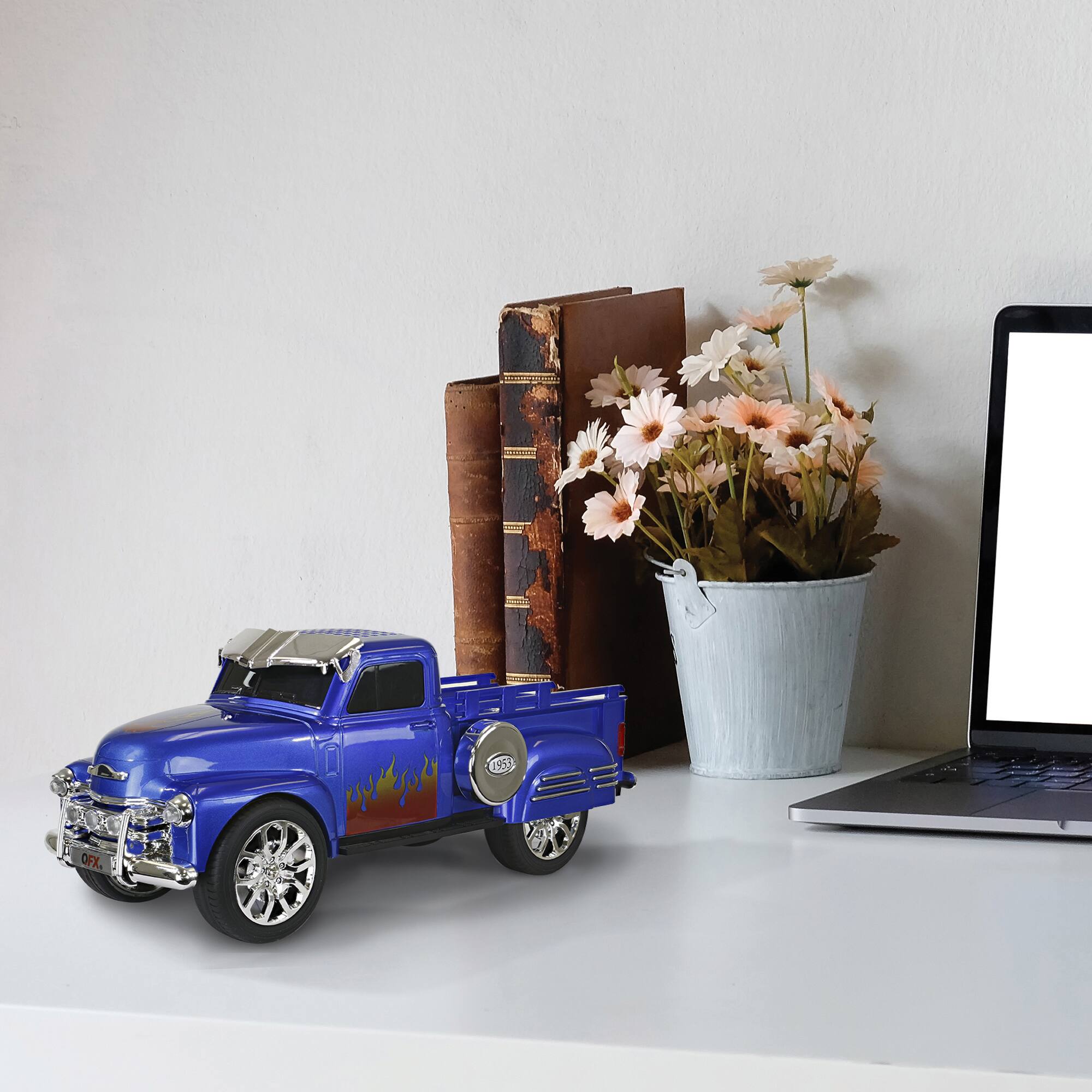 Alt View 13. QFX - Retro Classic Truck Portable Bluetooth Speaker with Bass Radiator and LED Lights - Blue.