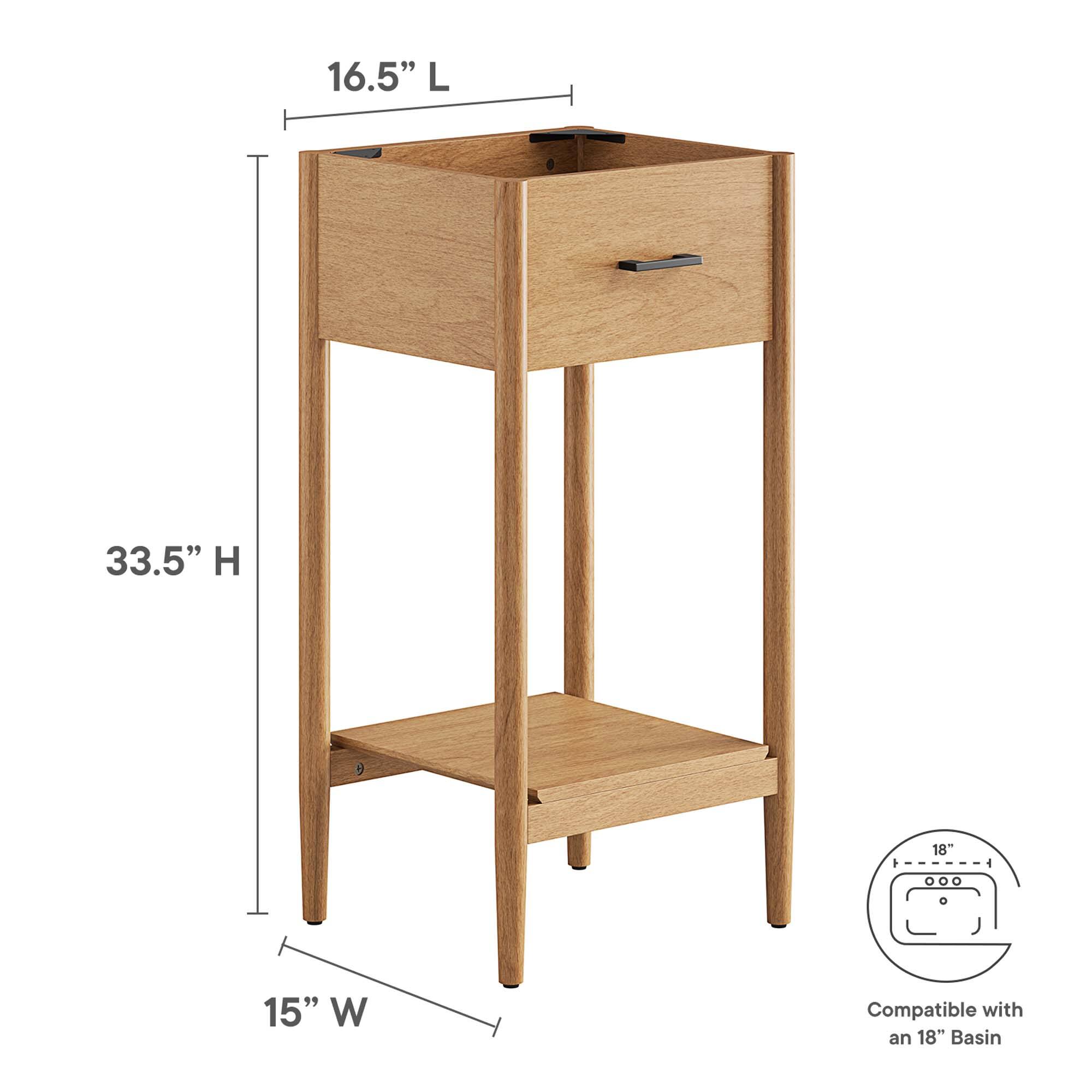 16.5" L  
33.5" H  
15" W  
Compatible with an 18" Basin