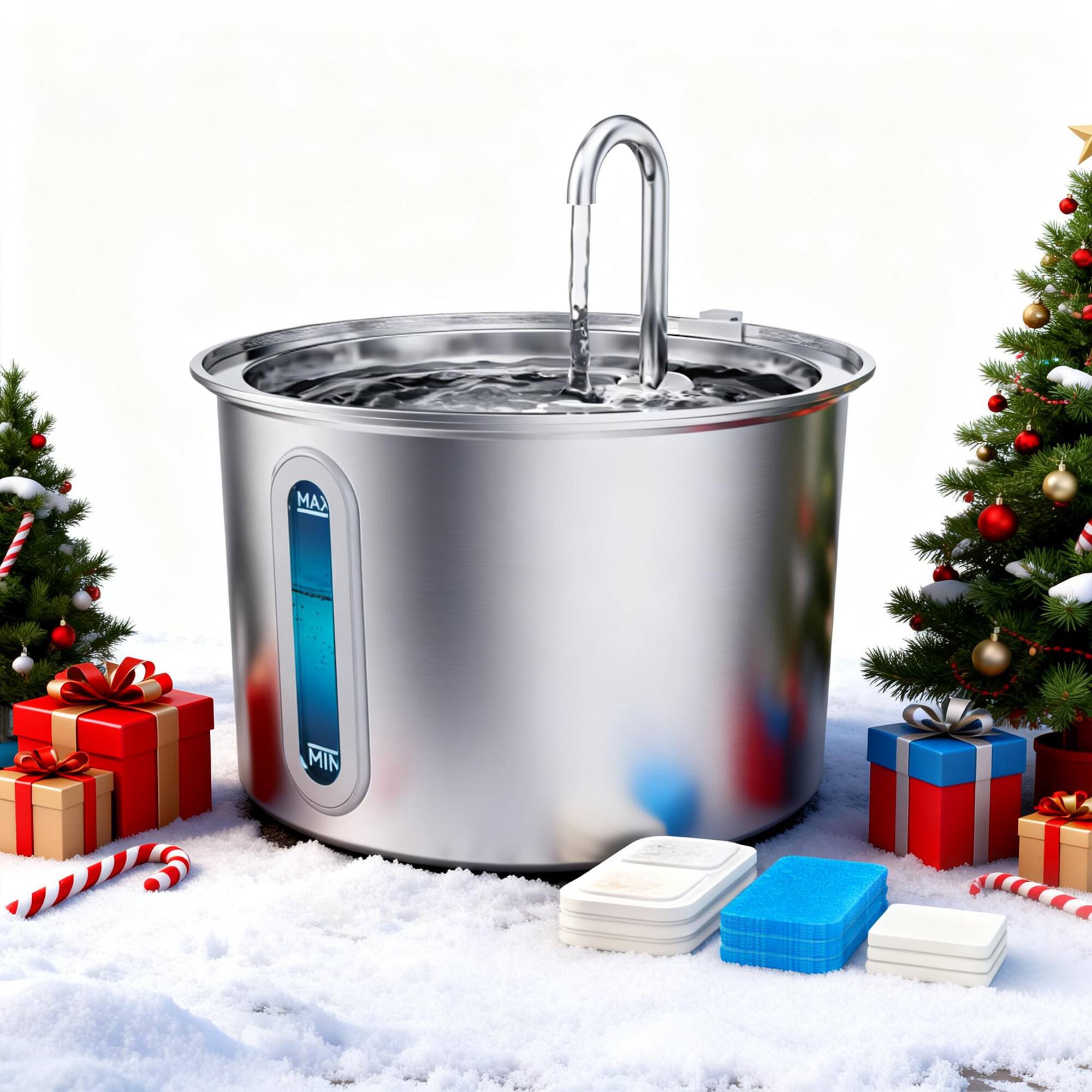 Angle. Oneisall - PWF001 2L 67oz Automatic Cat Water Fountain Stainless Steel Dishwasher Safe with 3 Filters and Visual Window BPA Free - Stainless.