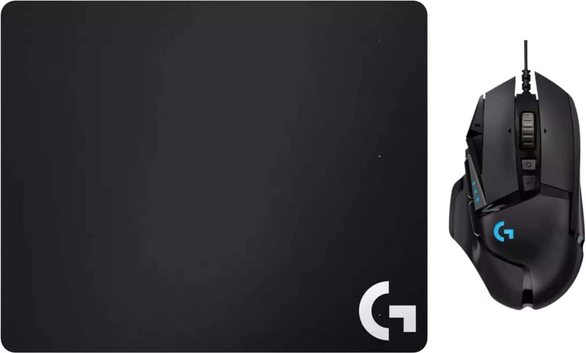 Front. Logitech - G502 HERO Optical Gaming Mouse and G240 Gaming Mouse Pad Bundle - Black.