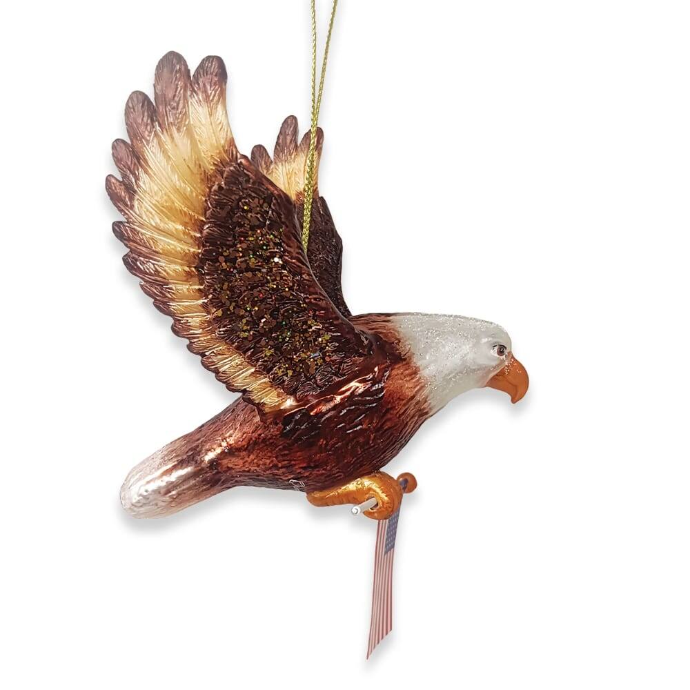 Left. OrnamentallyYou - American Bald Eagle Patriotic Glass Ornament USA Flag Christmas Decor - Multi-colored.