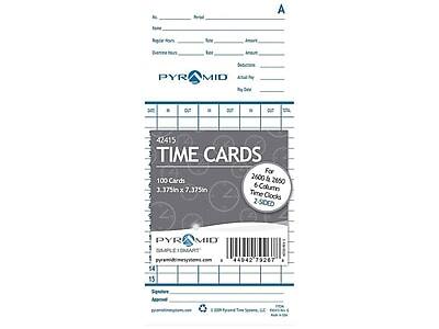 A PYRAMID NT

42415 TIME CARDS For 100 Cards 3.375in x 7.375in 6-Column Time Clocks 2-SIDED

1 PYR MID 1 16MART : 54 55

44942 79267

Souline
