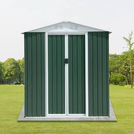 Anysun - 6FT x 4FT Apex Roof Outdoor Tool Storage House – Garden Shed with Aluminum Alloy Frame and Sliding Door - Green
