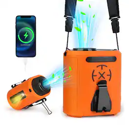Loheer - 5-in-1 Waist Clip Fan 10000mAh Portable Neck Fan 5 Speeds Wearable Belt Fan with Flashlight for Job Site