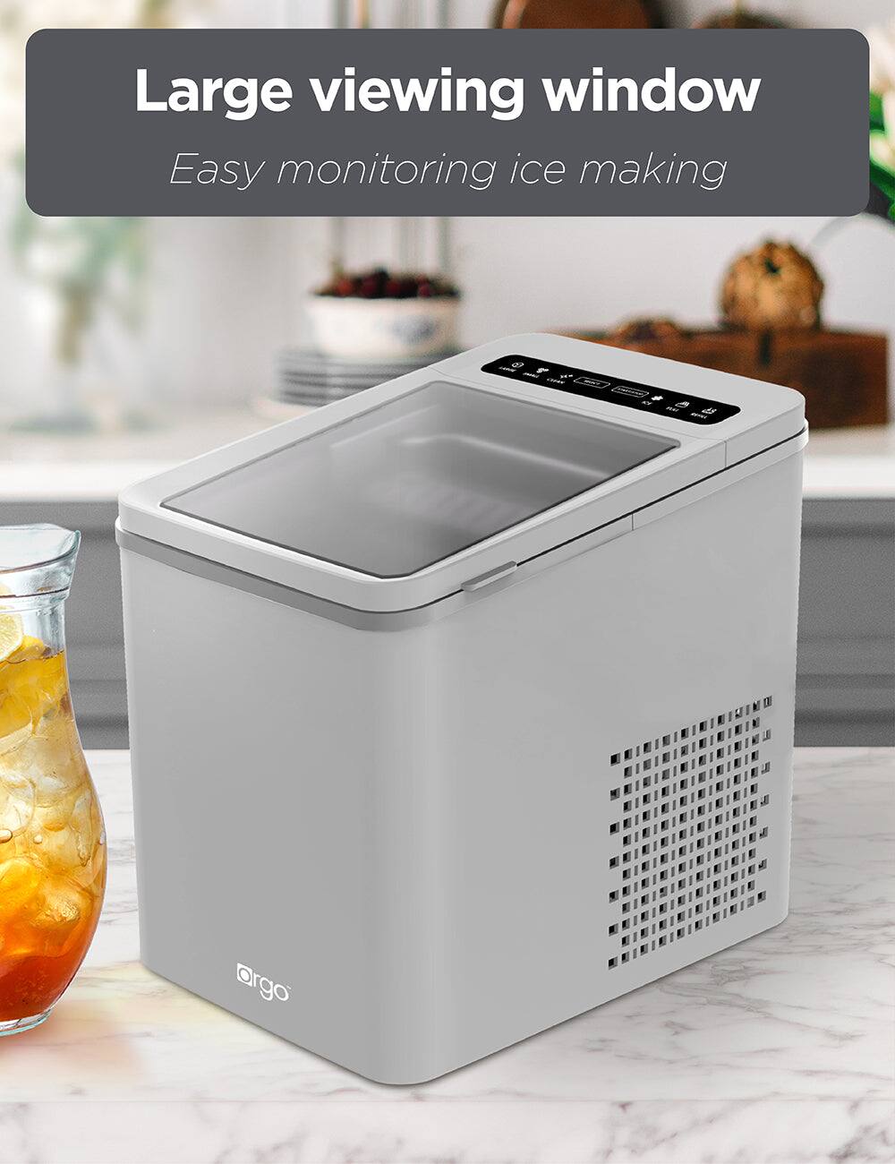 Large viewing window  
Easy monitoring ice making