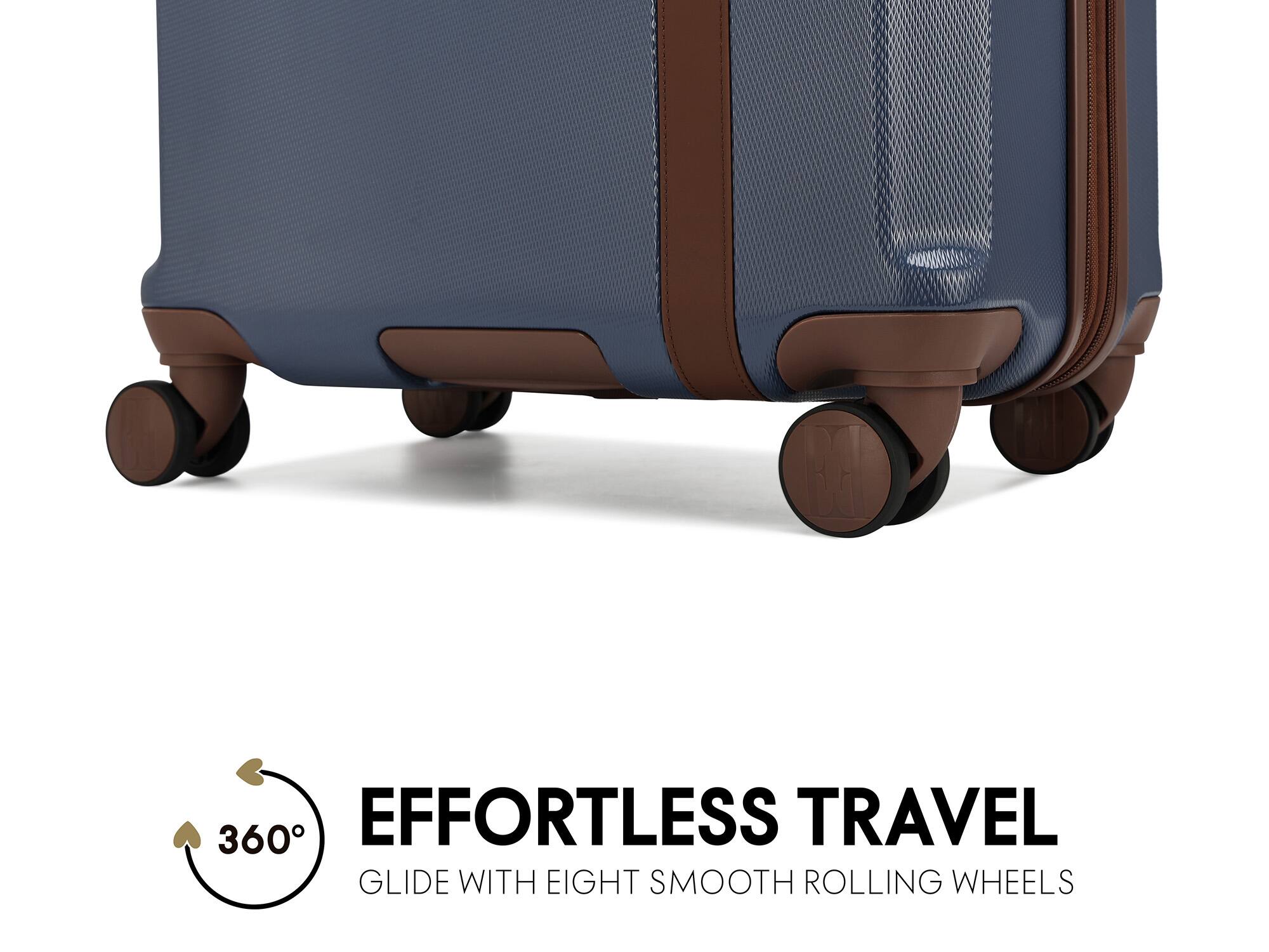 I 360° EFFORTLESS TRAVEL GLIDE WITH EIGHT SMOOTH ROLLING WHEELS