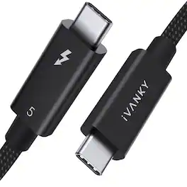 iVANKY - | Intel Certified | Thunderbolt 5 Cable 3.3ft, up to 120Gbps and 240W, Premium Braided Thunderbolt Cable 80Gbps,