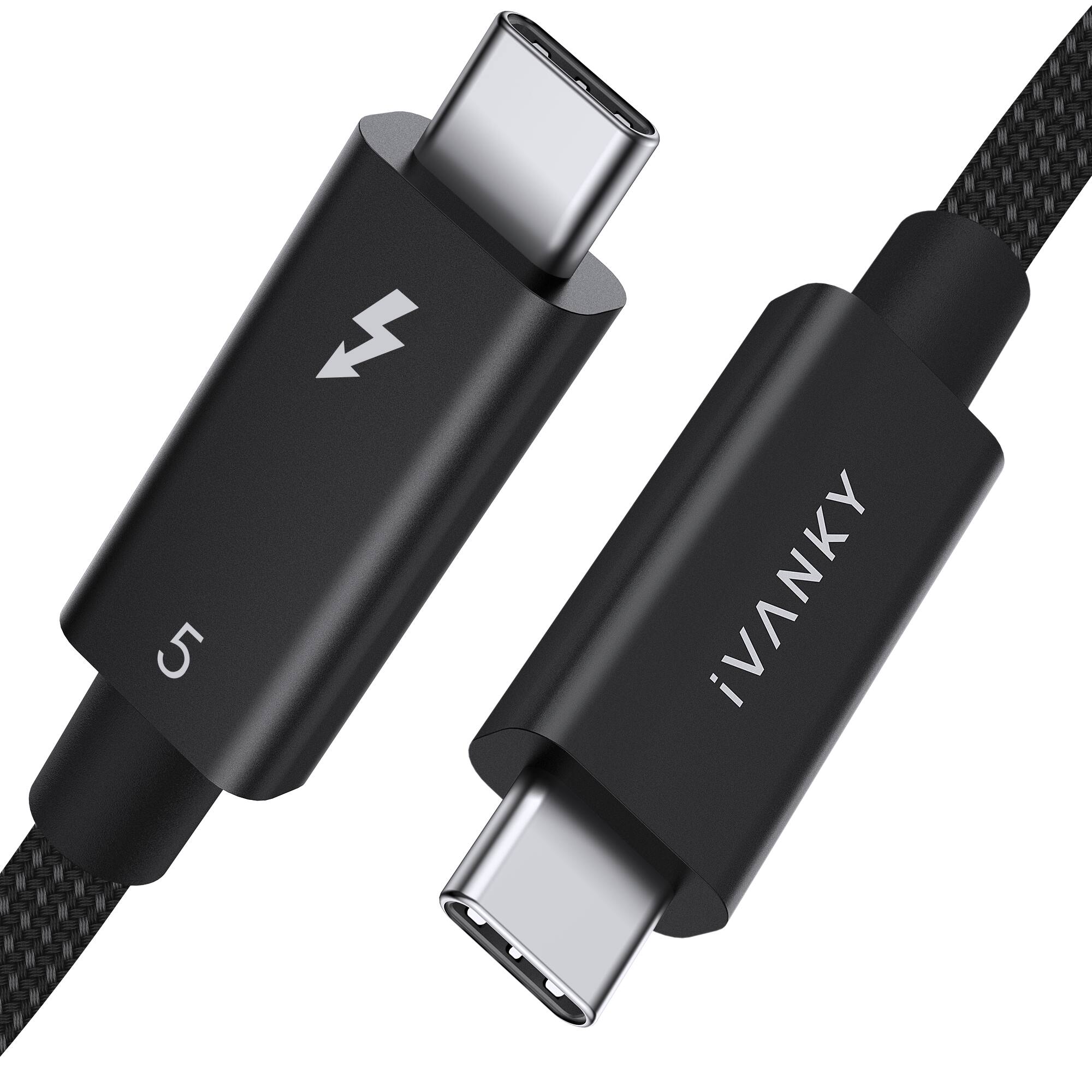 Front. iVANKY - IVANKY | Intel Certified | Thunderbolt 5 Cable 3.3ft, up to 120Gbps and 240W, Premium Braided Thunderbolt Cable 80Gbps,.
