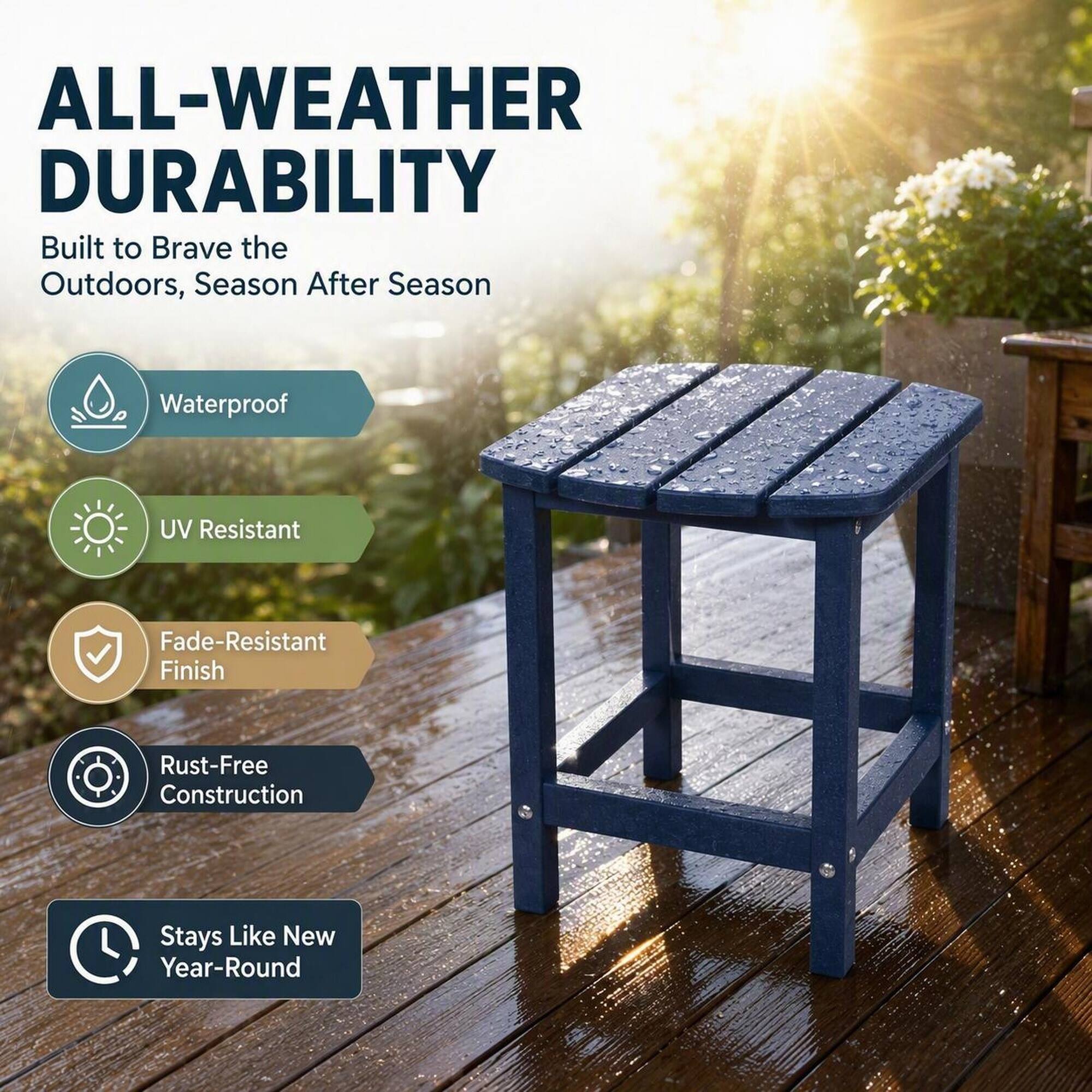 RYHNUYNE Square Outdoor Side Table,Outdoor Patio End Table,Fade ...