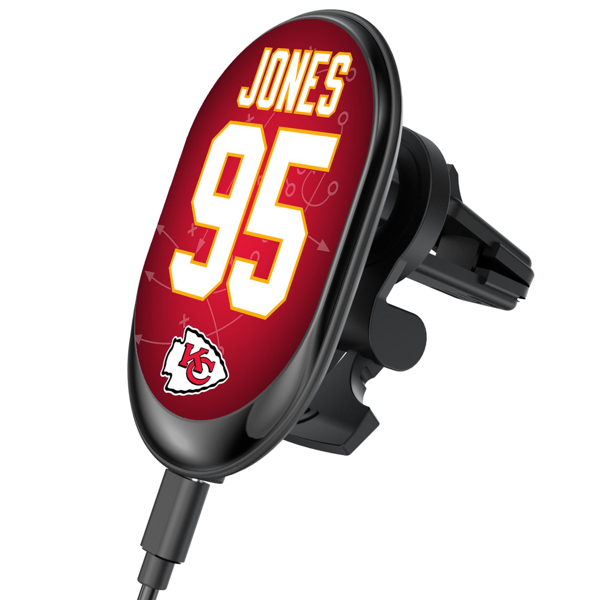 Front. Keyscaper - Chris Jones Kansas City Chiefs Wireless Magnetic Car Charger - Black.