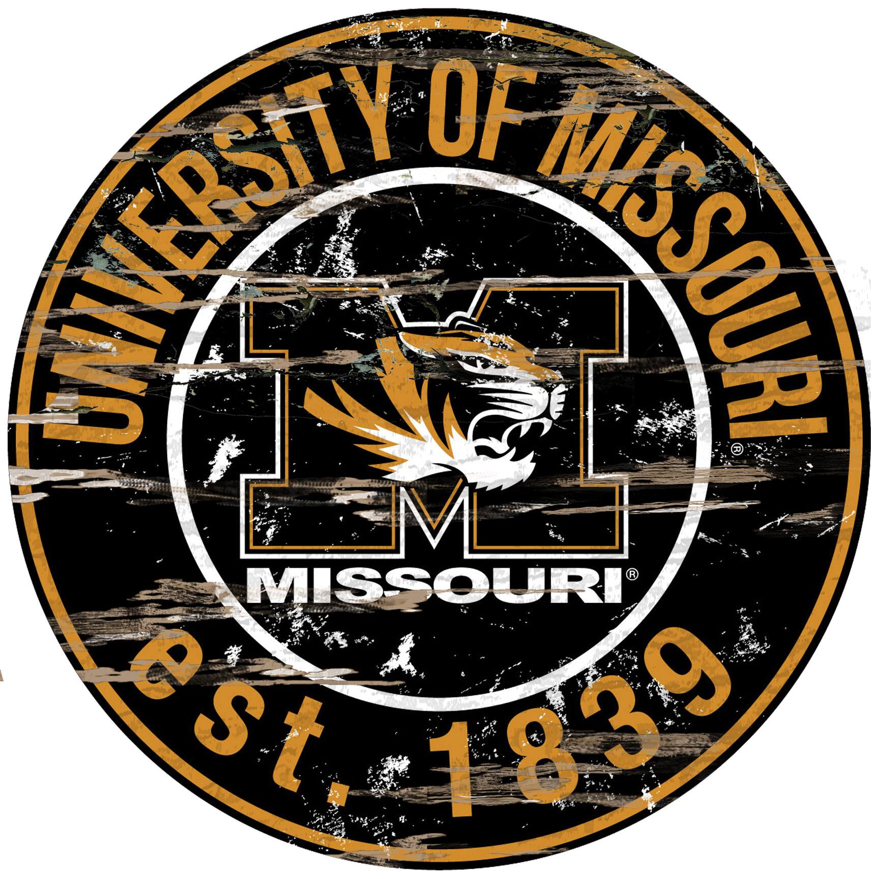Missouri Tigers 23.5" Distressed Round Sign
