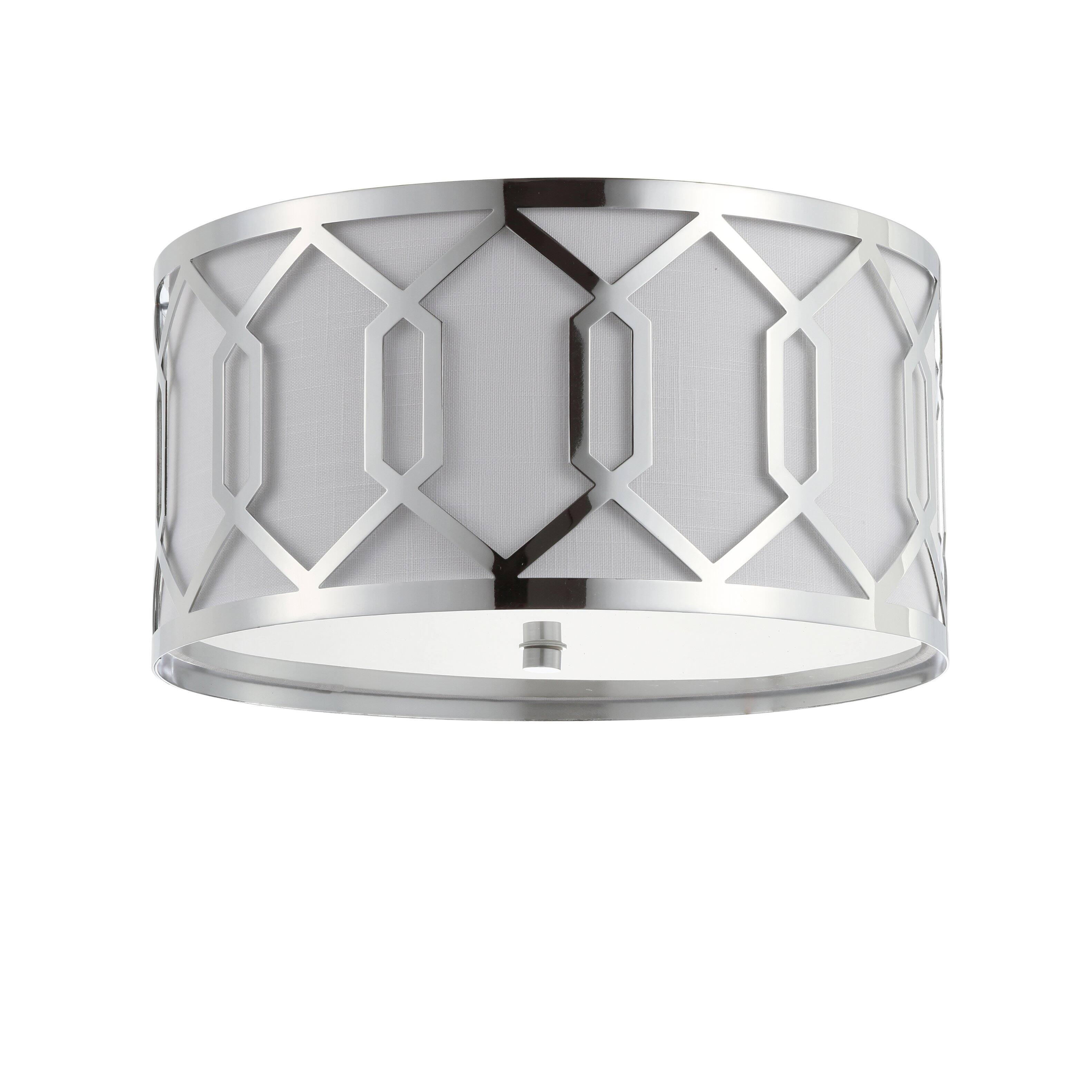 Alt View 7. Jonathan Y - Hex 3-Light 16.25" Metal LED Flush Mount, Chrome - Chrome.