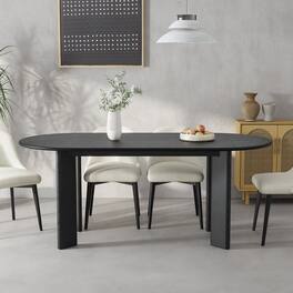 Lirago - 67" Tapered-Leg Oval Dining Table - Finish Solid Wood, Seats 6, Elegant Kitchen Dining Table for Home Use - Black