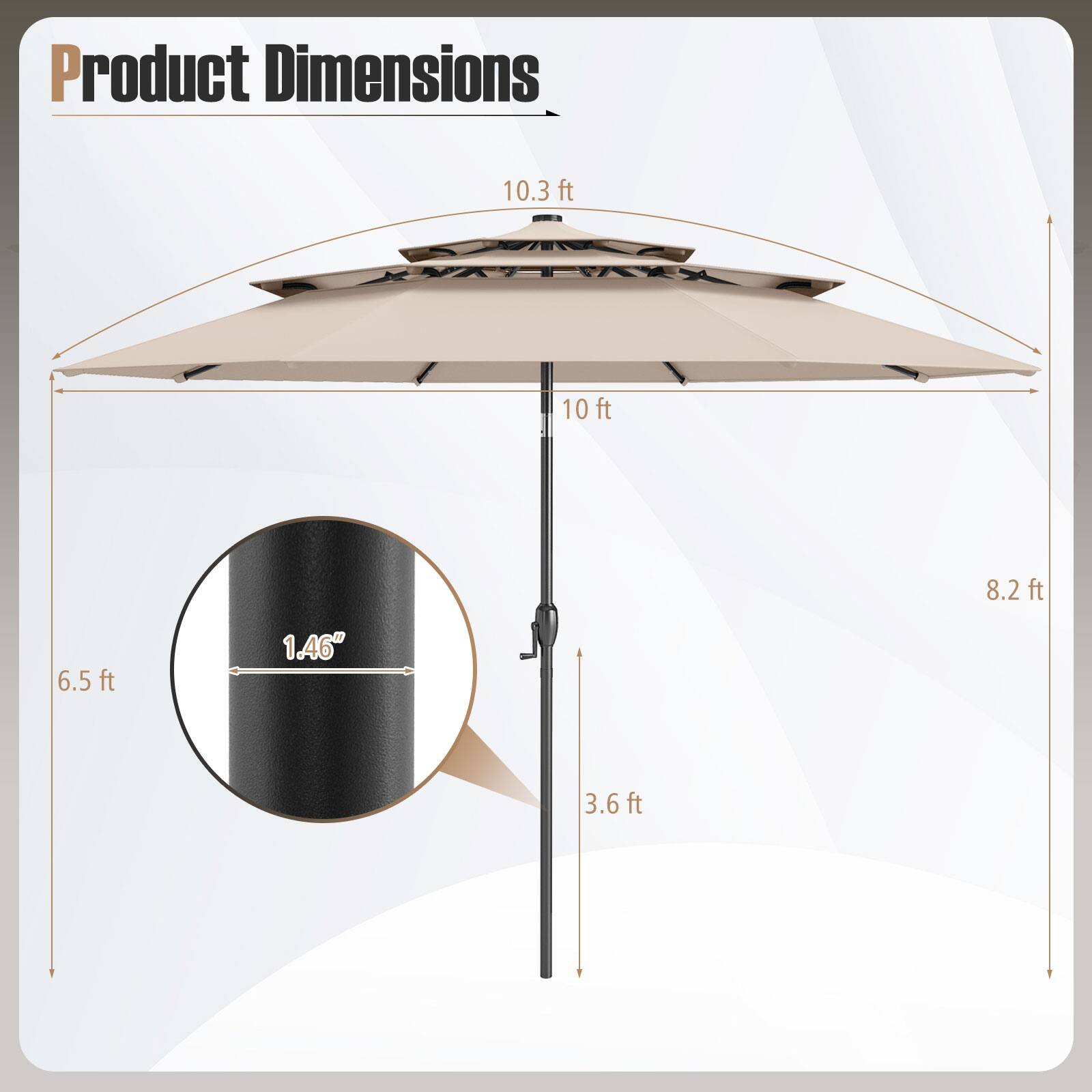 Product Dimensions: 10.3 ft, 10 ft, 8.2 ft, 6.5 ft, 1.46", 3.6 ft