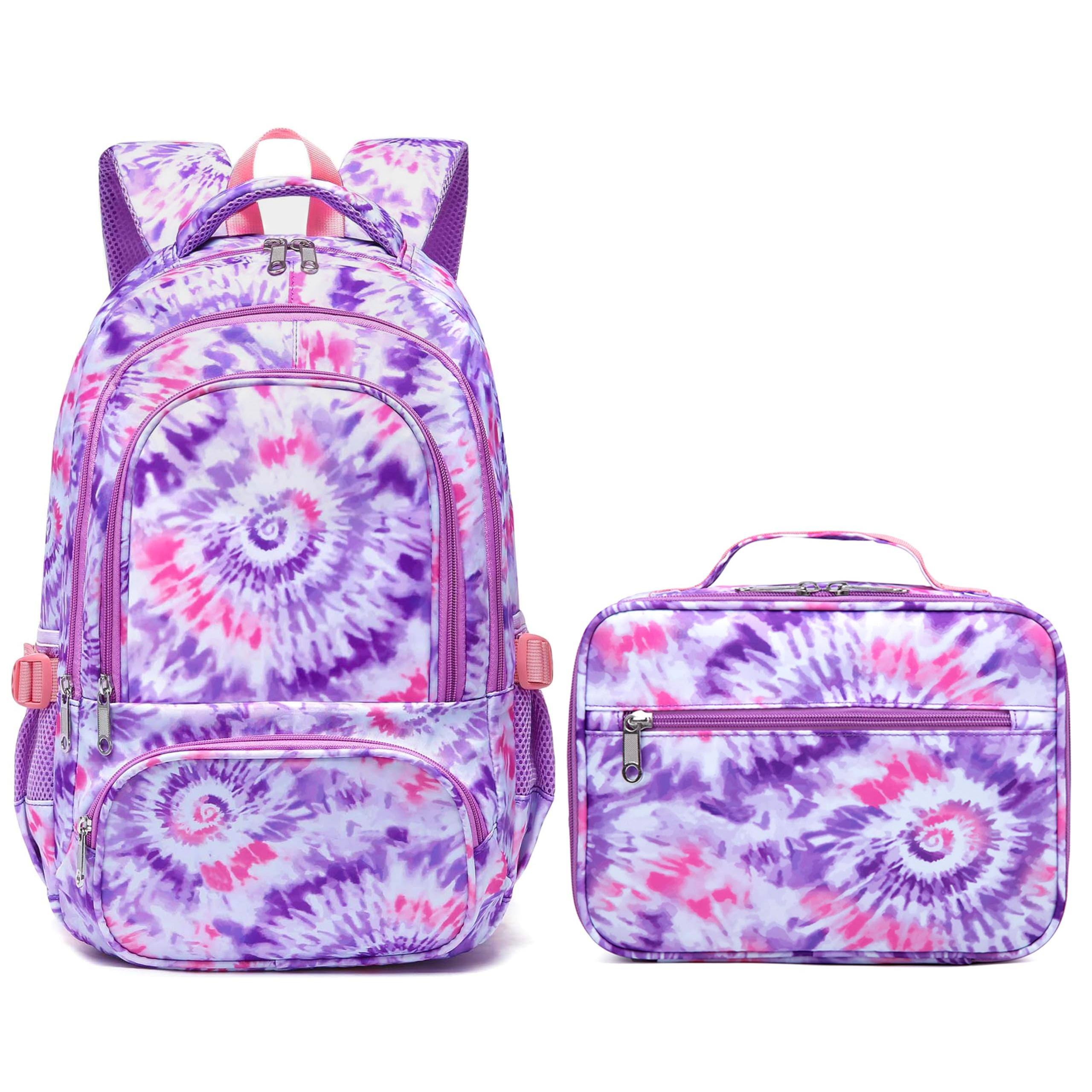 Front. Pacoar Cade - Backpacks Set With Lunch Bag For Primary Elementary School Bags Teens Middle Book Insulated Box Adolescentes To Travel - Light Purple.