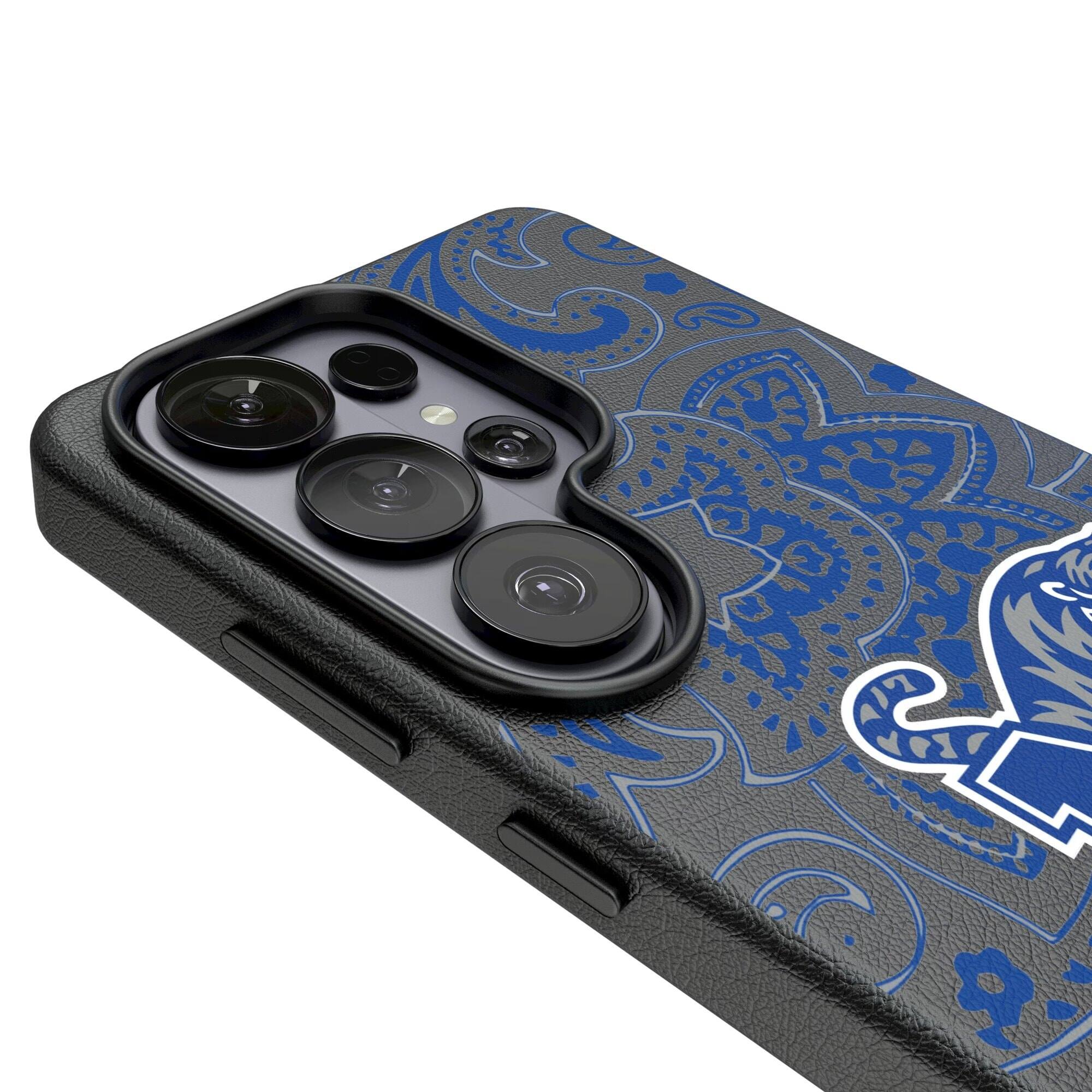 Alt View 2. Keyscaper - Memphis Tigers Paisley Galaxy Magnetic Bump Case - S25 - Black.