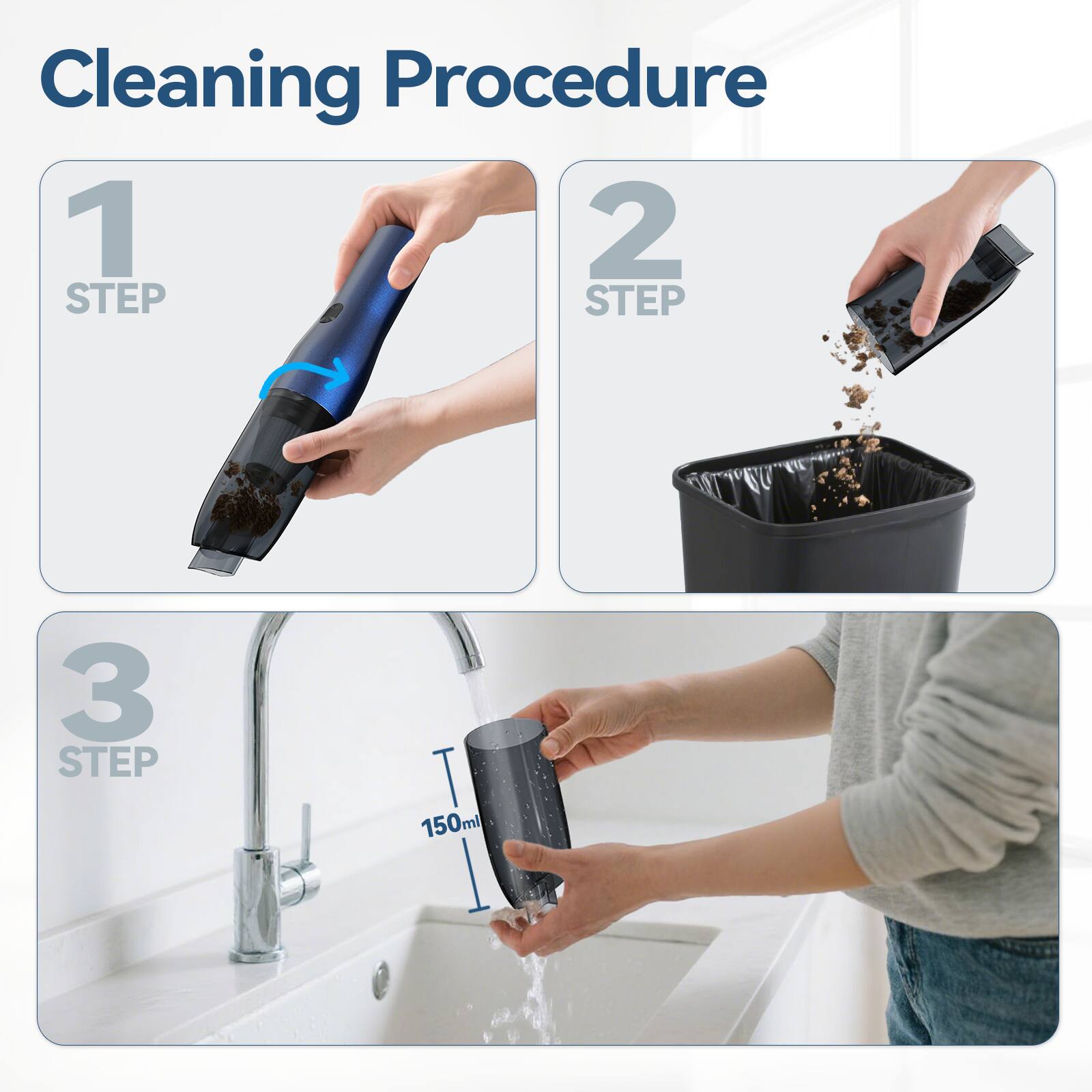 Cleaning Procedure

1 STEP

2 STEP

3 STEP

150ml