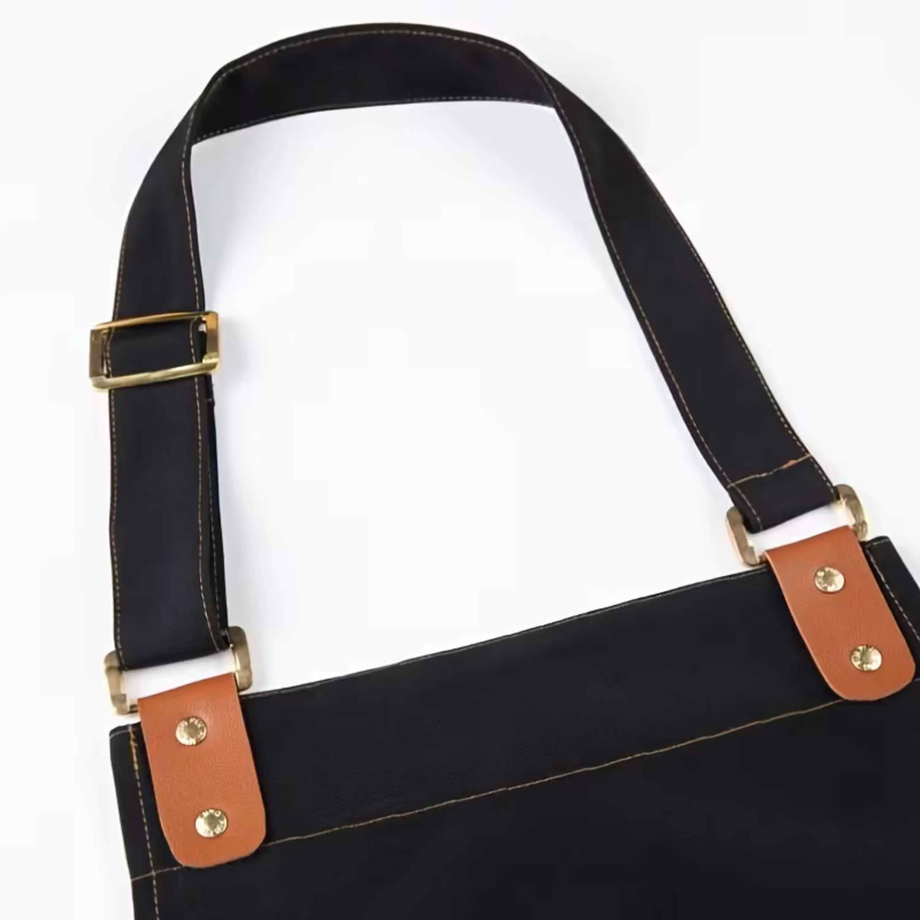 Angle. Kitcheniva - Premium Canvas Apron, Khaki - For Cooking, Working, Arts & Crafts - Khaki.