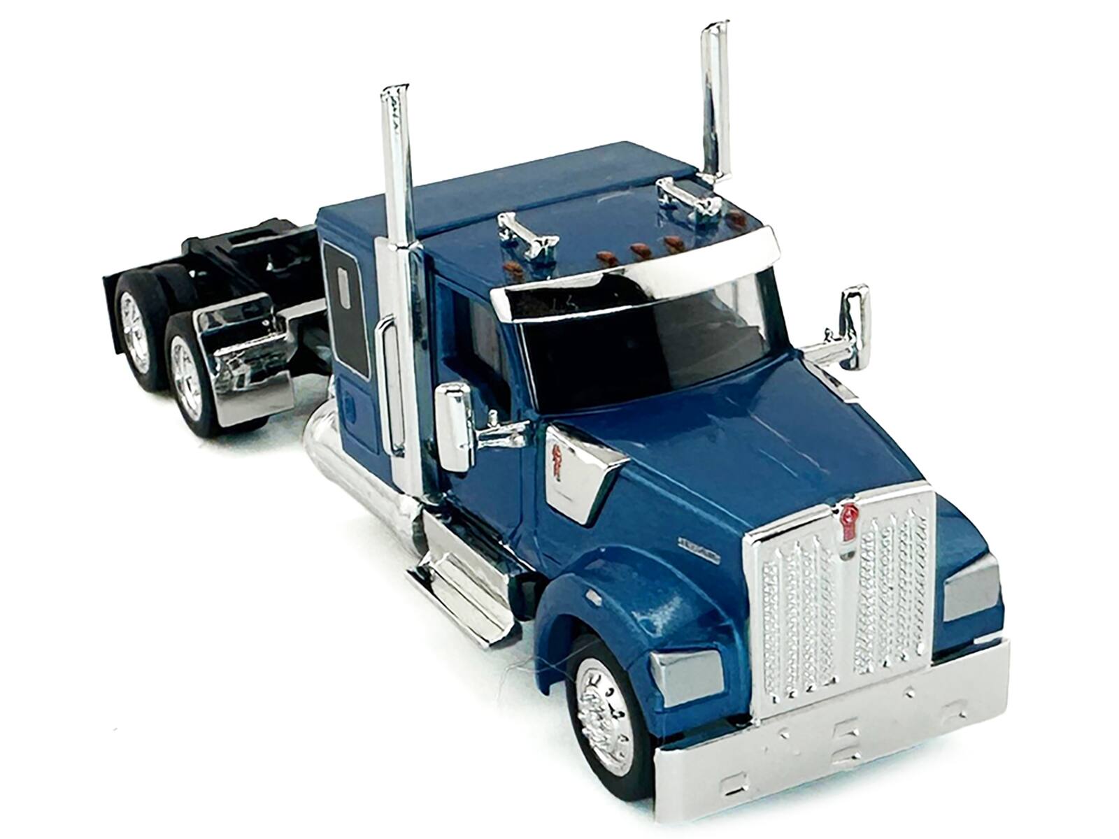 Alt View 3. HO Logistics Replicas - Kenworth W990 with Flat Top Sleeper Cab Blue Metallic 1/87 (HO) Scale Plastic Model Car by HO Logistics.