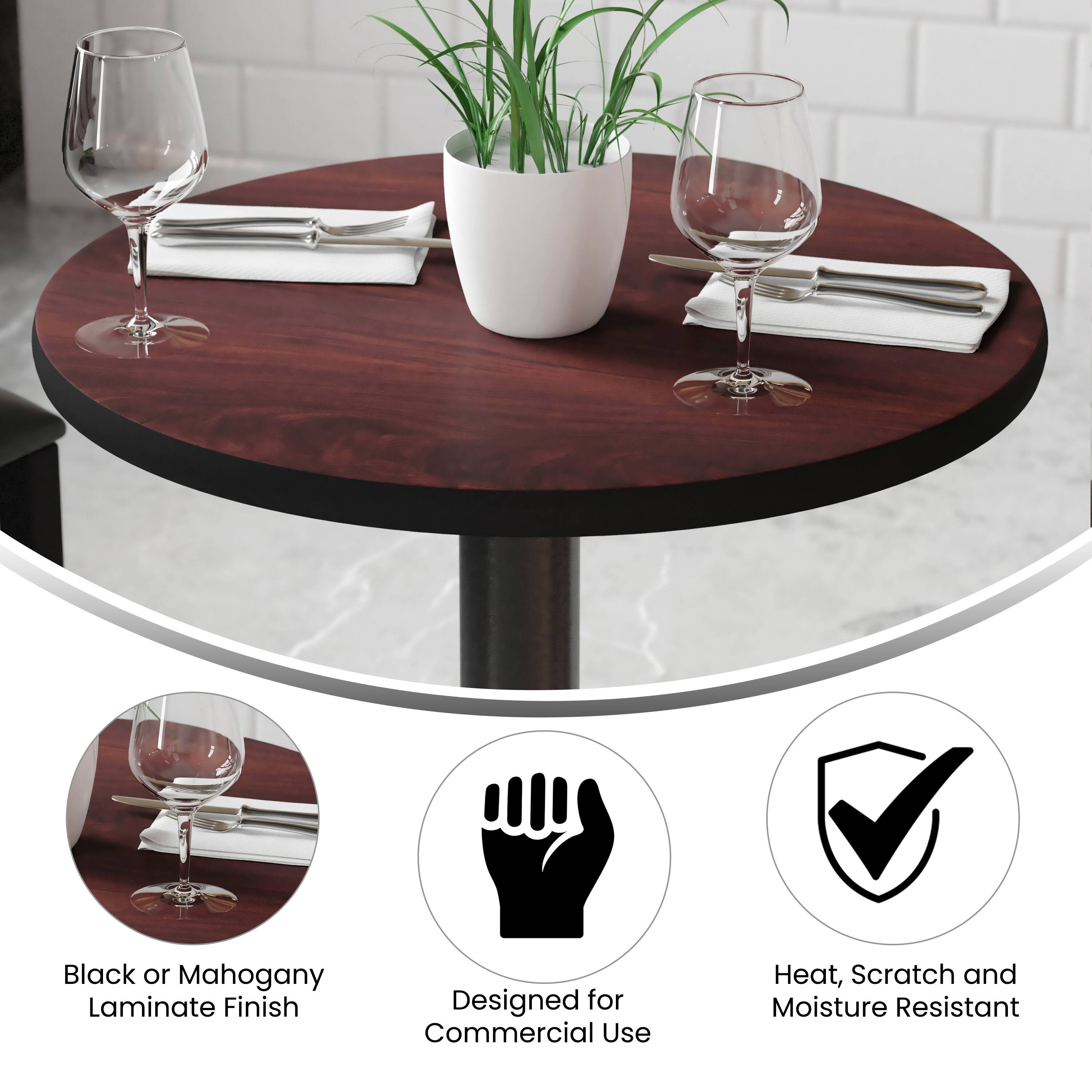 Black or Mahogany Laminate Finish  
Designed for Commercial Use  
Heat, Scratch and Moisture Resistant