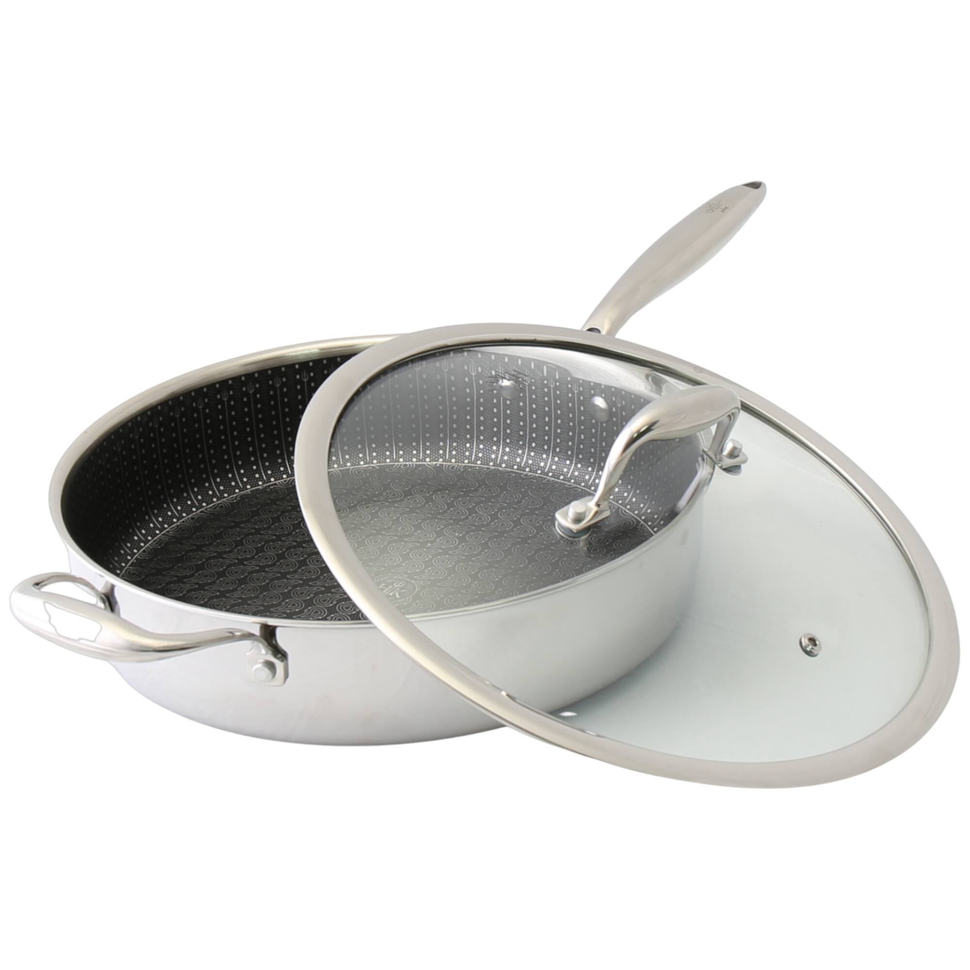 Angle. Hell's Kitchen - Hell's Kitchen Hybrid 4-Quart Saute Pan and Lid - Stainless Steel.