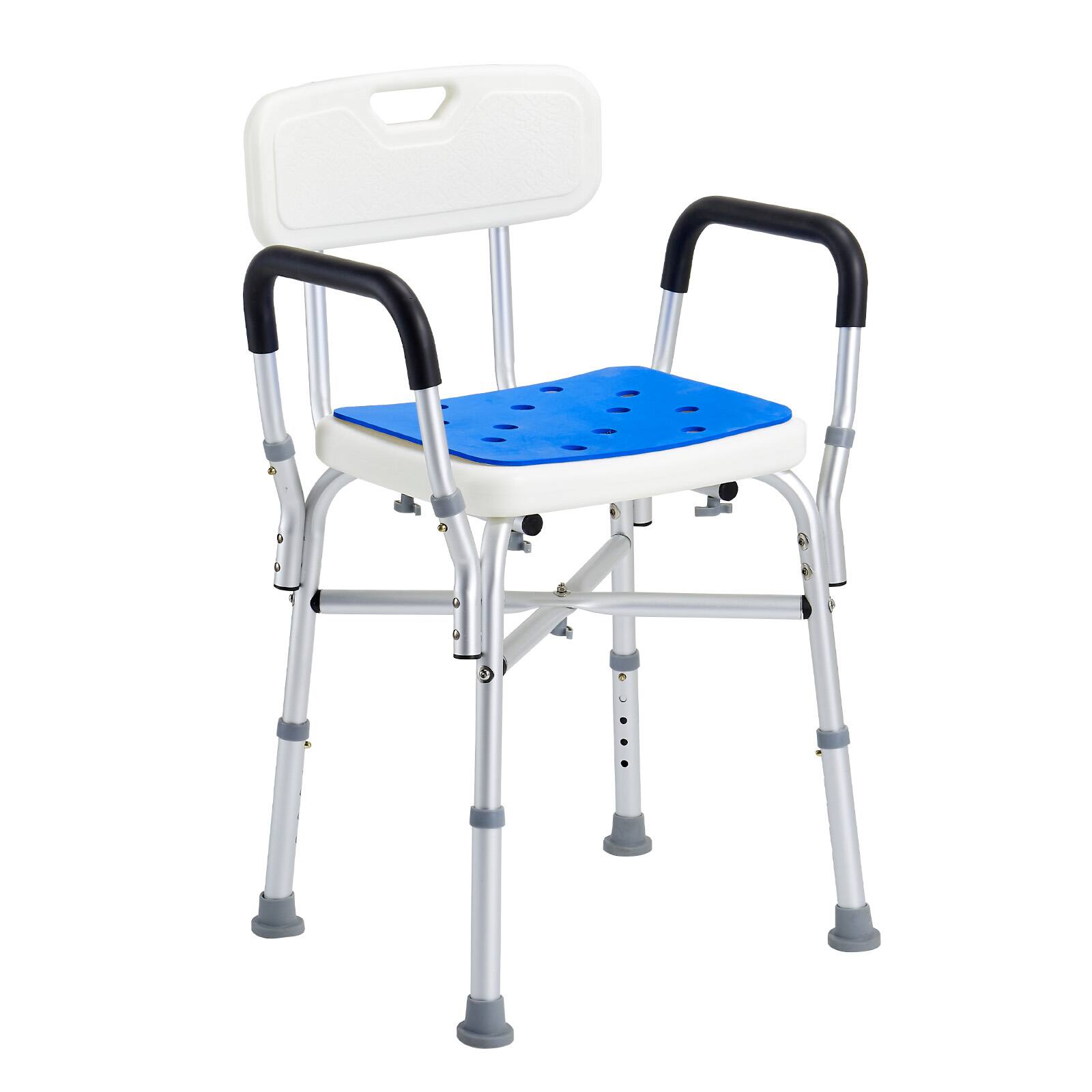 Alt View 5. VEVOR - Chair Seat, 400 lbs Capacity, Shower Stool with Crossing Bar, Padded Armrests and Back - Silver;White.