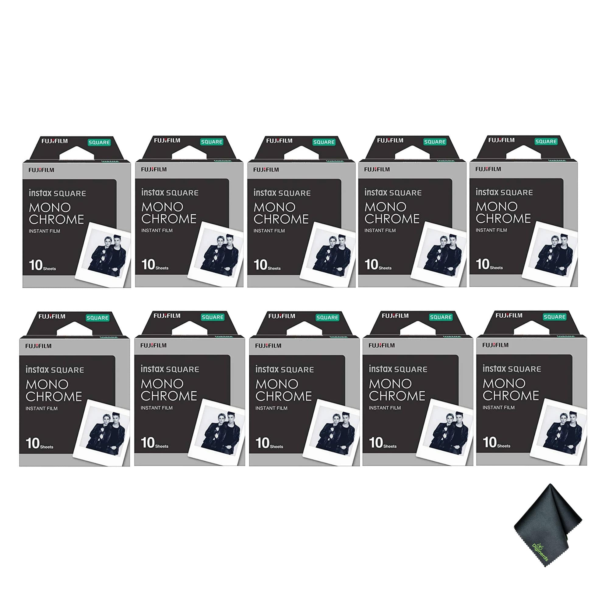 Pack of 10 FUJIFILM INSTAX SQUARE Monochrome Instant Film (10 Exposures)