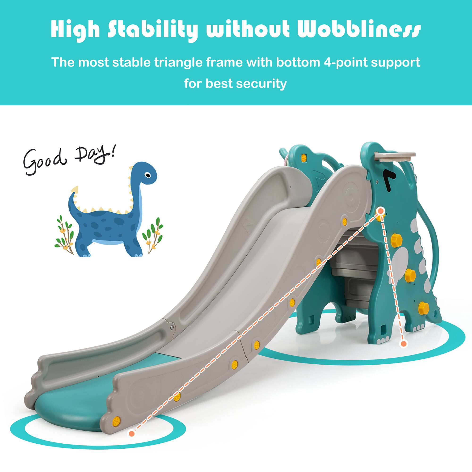 High Stability without Wobbliness  
The most stable triangle frame with bottom 4-point support for best security  

Good Day!