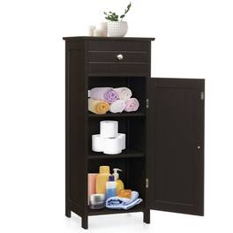 Kadyn - Wooden Storage Free-Standing Floor Cabinet with Drawer and Shelf- Bathroom Cabinets for Entryway Storage - Brown