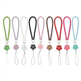 Unique Bargains - Phone Lanyard Wrist Straps, 9pcs Creative Braided Flower Phone Charm Straps, for Case/Camera/Keychain/Hand String - Multicolored