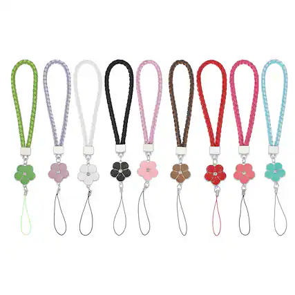 Front. Unique Bargains - Phone Lanyard Wrist Straps, 9pcs Creative Braided Flower Phone Charm Straps, for Case/Camera/Keychain/Hand String - Multicolored.