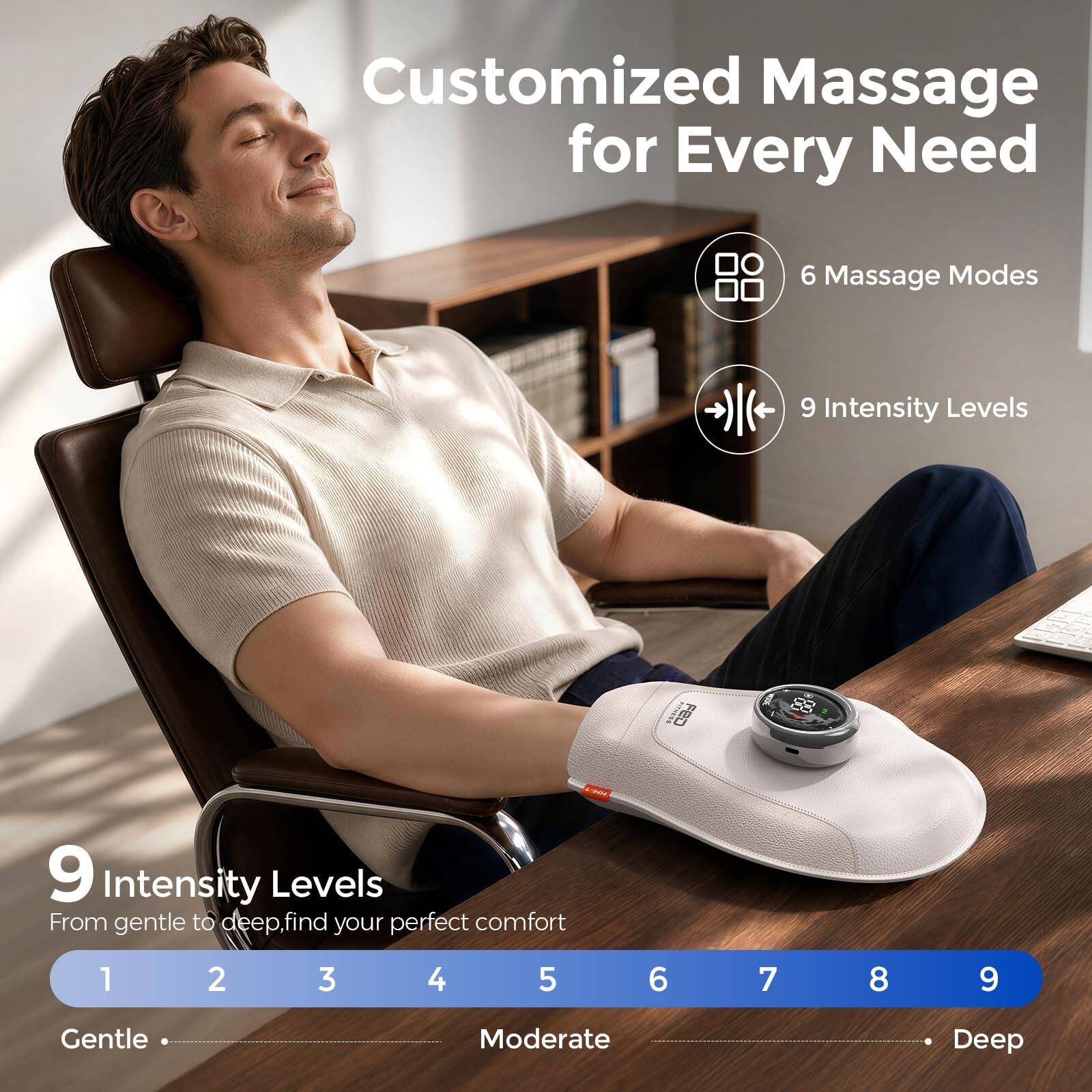 Customized Massage for Every Need

6 Massage Modes

9 Intensity Levels

9 Intensity Levels From gentle to deep, find your perfect comfort

1 2 3 4 5 6 7 8 9

Gentle Moderate Deep