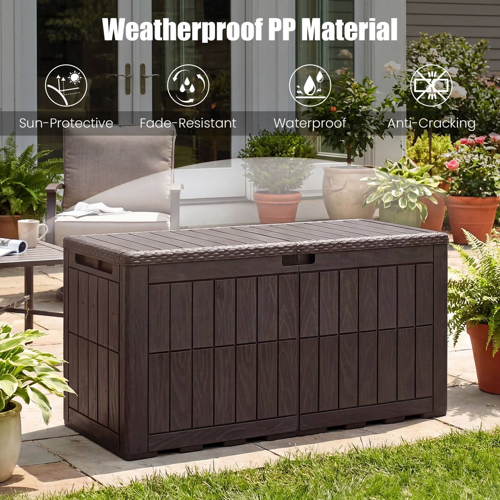 Weatherproof PP Material

- Sun-Protective
- Fade-Resistant
- Waterproof
- Anti-Cracking