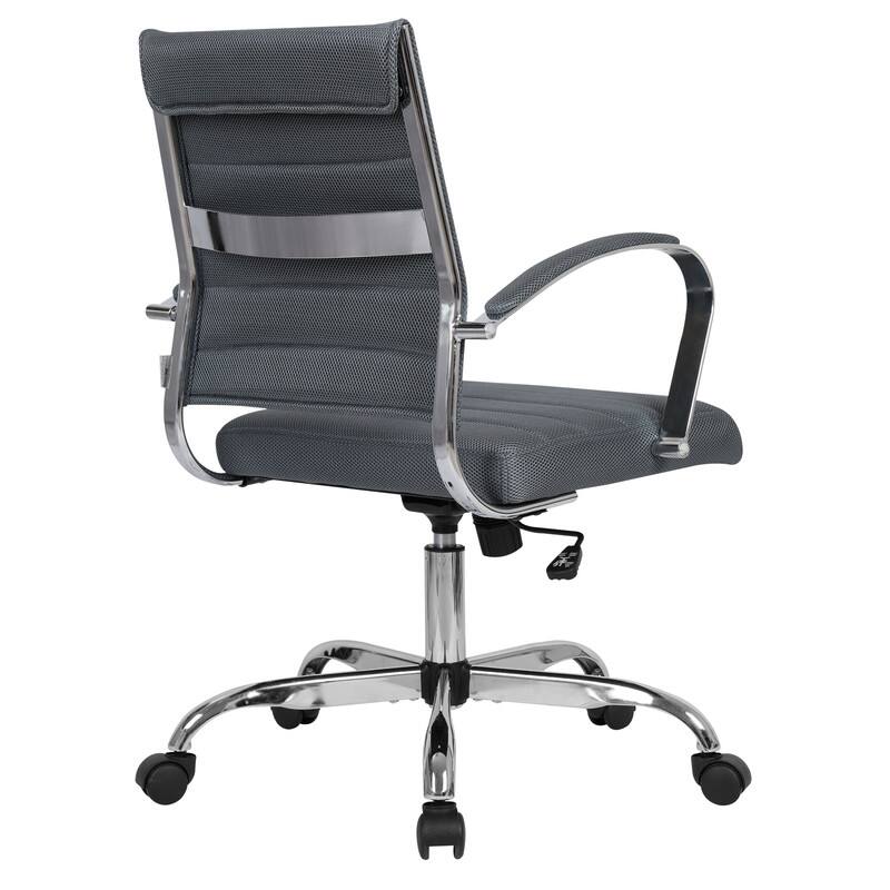 Alt View 5. LeisureMod - Benmar Modern Mesh Office Chair with Adjustable Height, Lumbar Support & 360° Swivel - Grey.