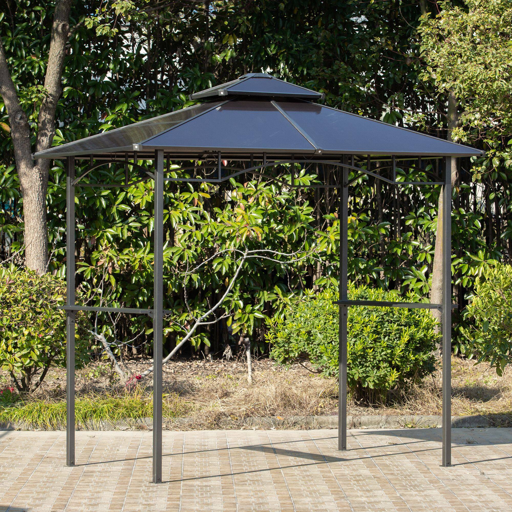 Alt View 1. Outsunny - x 5' Barbecue Grill Gazebo Tent, Outdoor BBQ Canopy with Side Shelves - Brown.