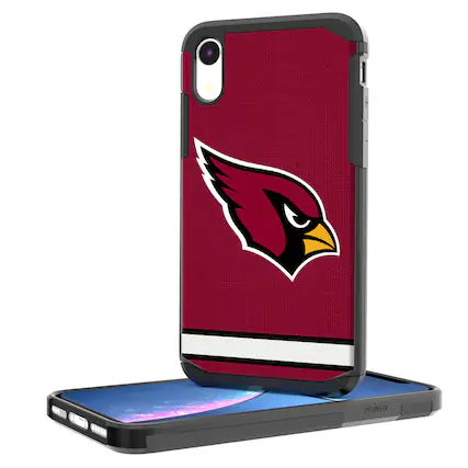 Front. Keyscaper - Arizona Cardinals iPhone Rugged Stripe Design Case - 15 Plus - Multicolor.