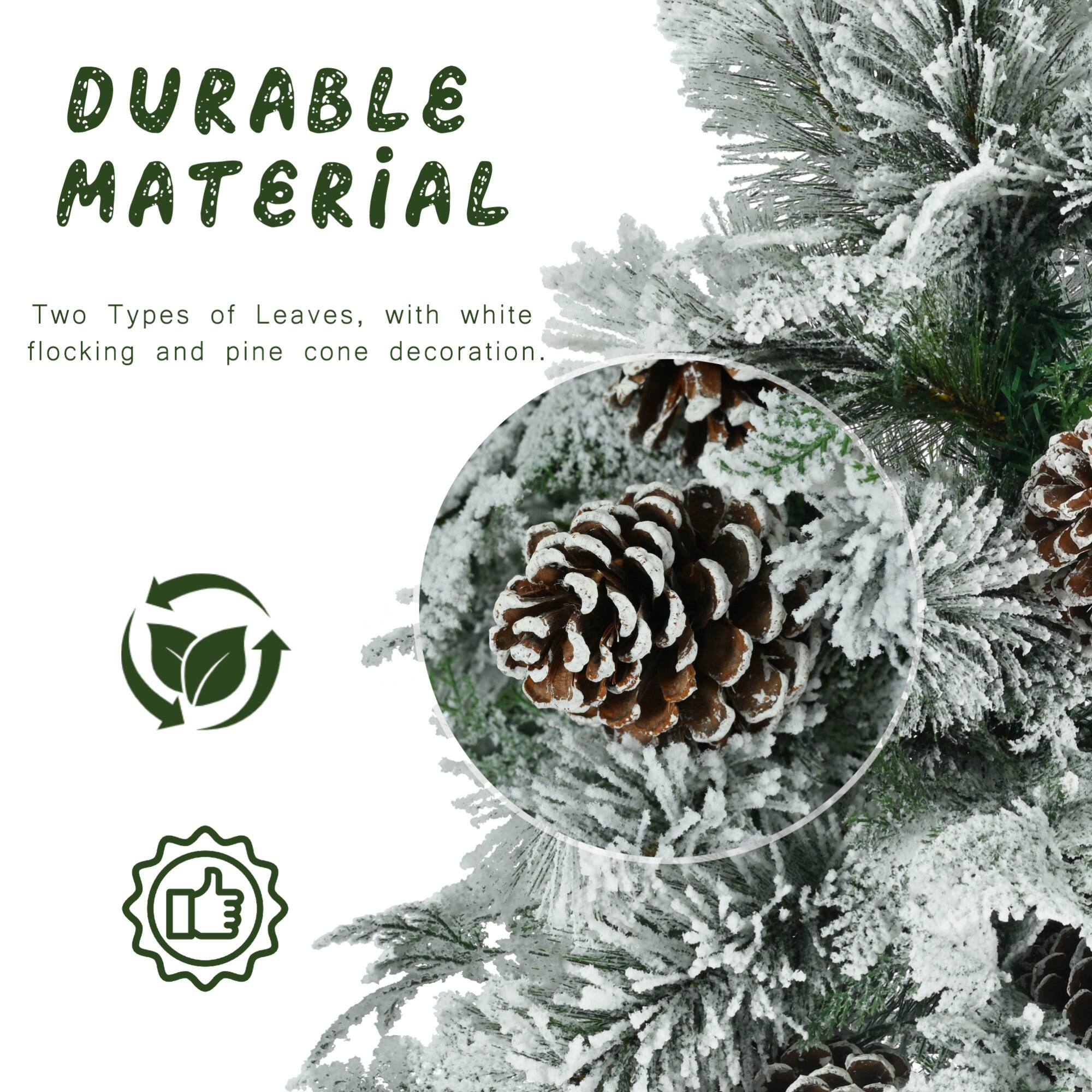 Alt View 1. ELEMENT ACE - 6-Foot Pre-Lit Artificial Snow Flocked Christmas Tree with Pine Cones and Multi-Color LED Lights for Holiday Décor - White+Green.