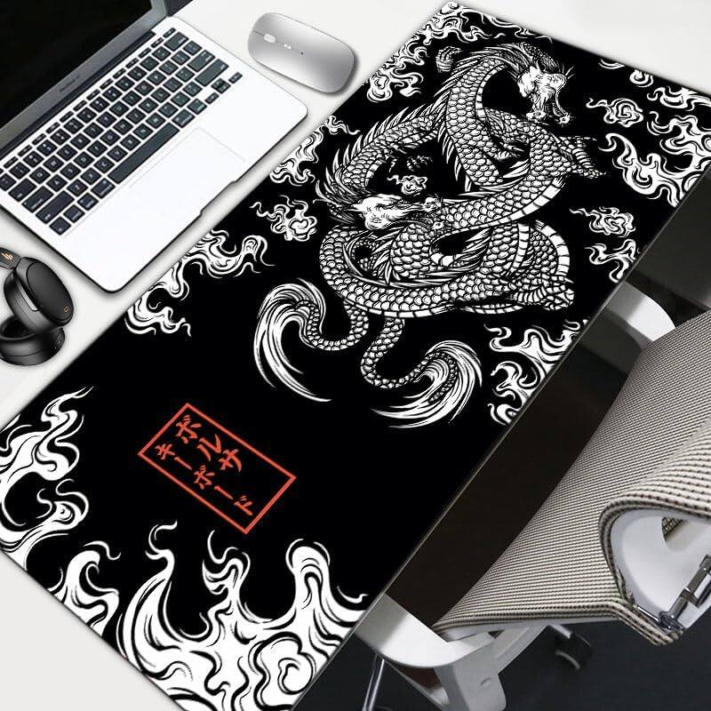 Angle. Womier - Womier Gaming Mouse pad/Desk mat,hinese Dragon Mousepad,Stitched Edges with Non-Slip Rubber Base - Black.