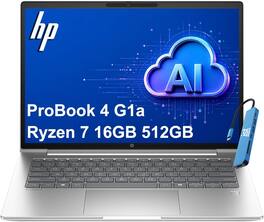 HP - Probook 4 G1a 14" FHD+ Laptop - AI PC - AMD Ryzen 7 250 2025 - 16GB Memory - 512GB SSD - Windows 11 Pro - Ryzen 7 - Pike Silver