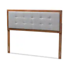 Baxton Studio - Sarine Mid-Century Modern Fabric Upholstered Finished Wood King Size Headboard - Gray/Walnut