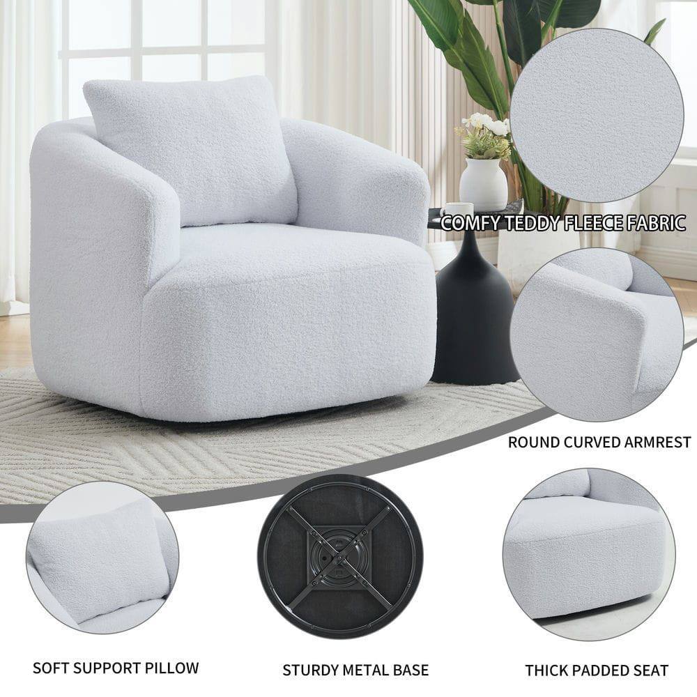 - COMFY TEDDY FLEECE FABRIC
- ROUND CURVED ARMREST
- SOFT SUPPORT PILLOW
- STURDY METAL BASE
- THICK PADDED SEAT