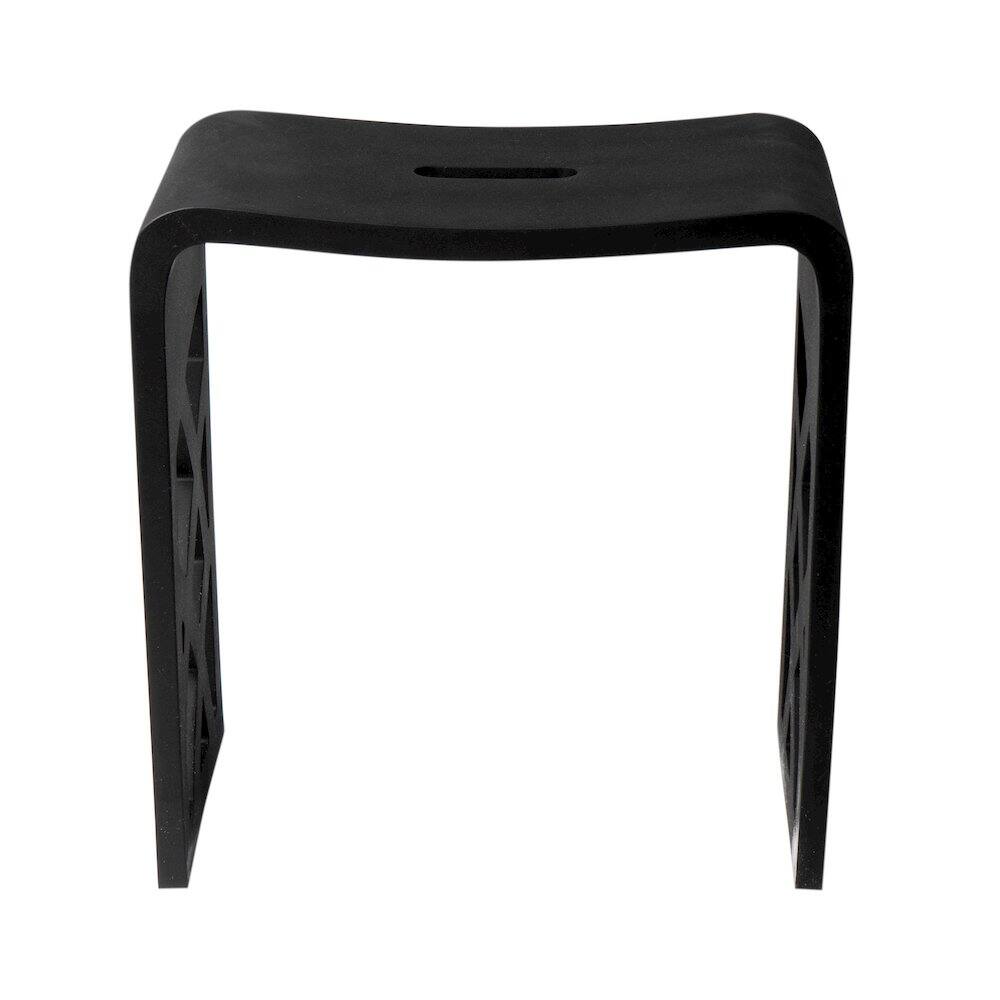 Back. Alfi - Black Matte Solid Surface Resin Bathroom / Shower Stool - Black.