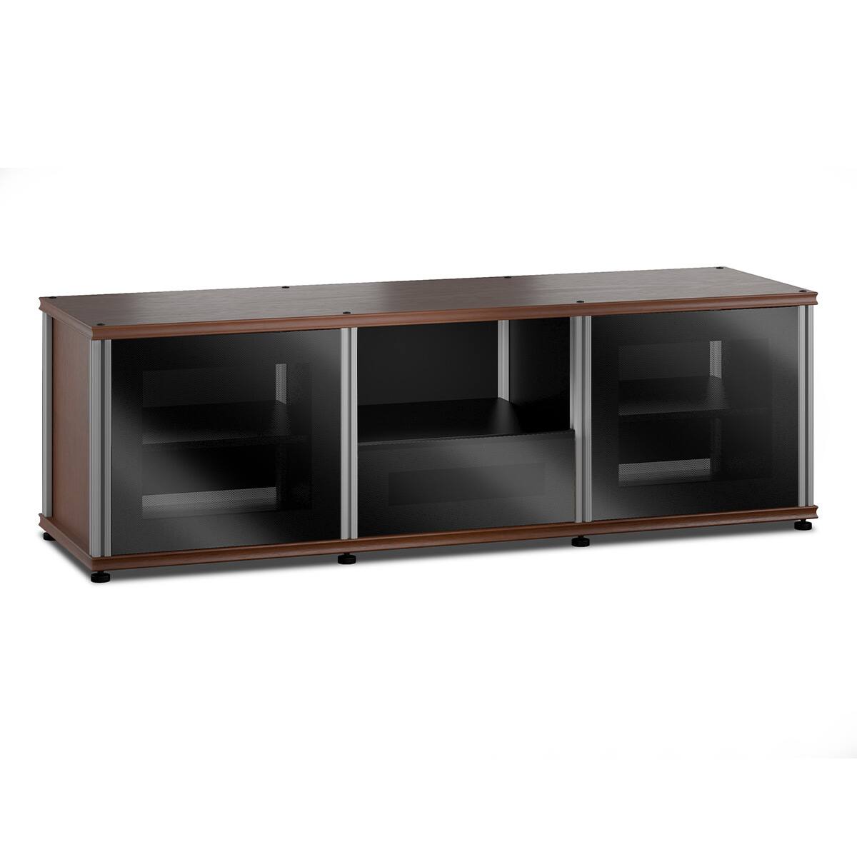 Front. Salamander Designs - Salamander Designs Synergy 236 Triple AV Cabinet (American Cherry with Black Glass & Aluminum Posts) - Cherry/Aluminum.