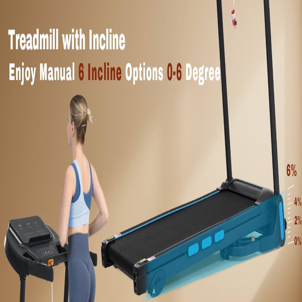 Treadmill with Incline  
Enjoy Manual 6 Incline Options 0-6 Degree  
6%  
4%  
2%  
0%