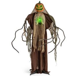 Costway - 5.75ft Halloween Animatronics Decoration Talking Ghost Pumpkin - Brown