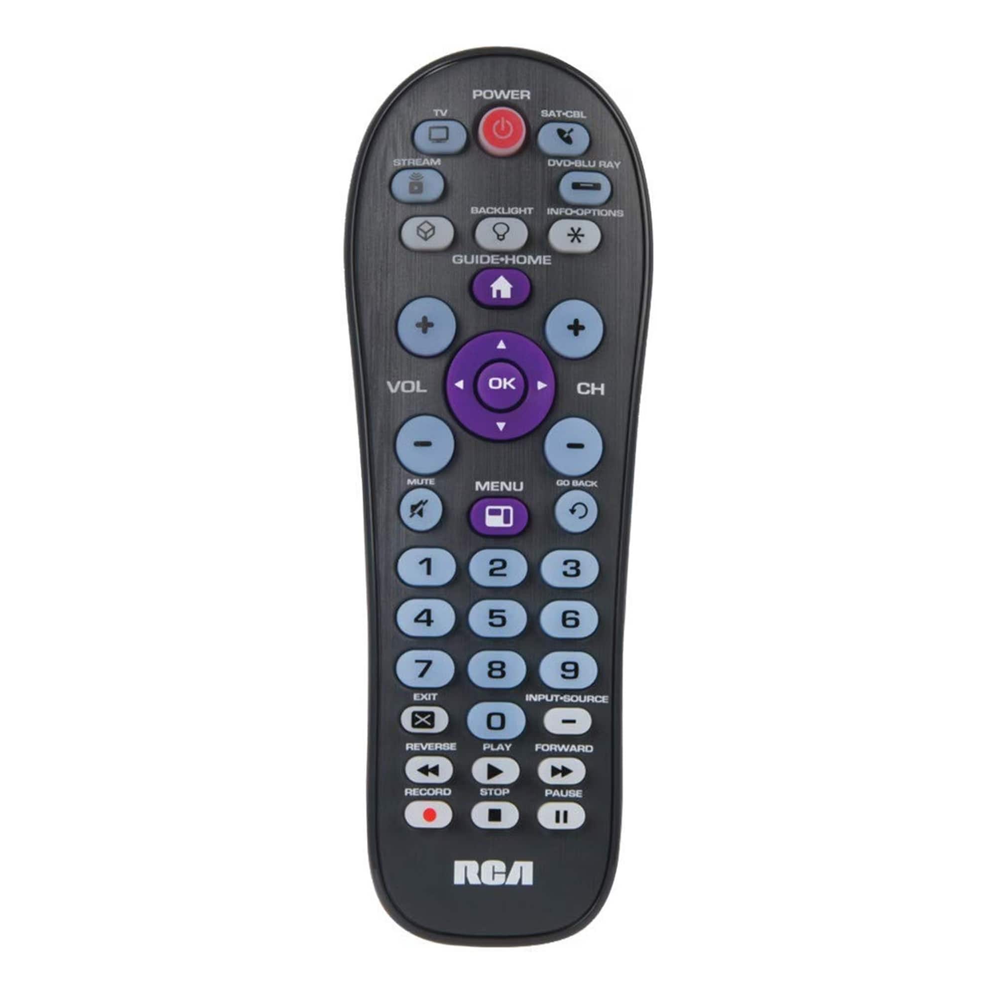 RCA - 4-Device Universal Remote Control with Backlit Keypad and Streaming Controls - Black